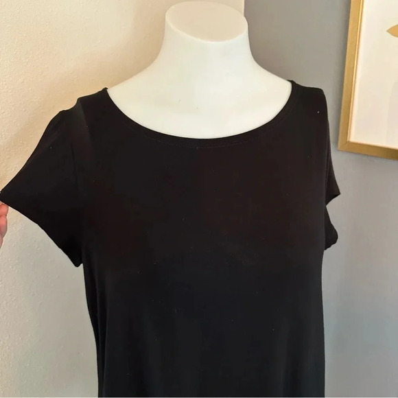 Eileen Fisher Round Neck Midi Viscose Dress Black Shirt Dress Women's Medium - Picture 6 of 12